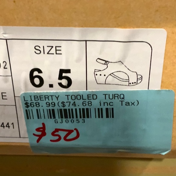 Women's Blue Wedge Sandals - Picture 3 of 4